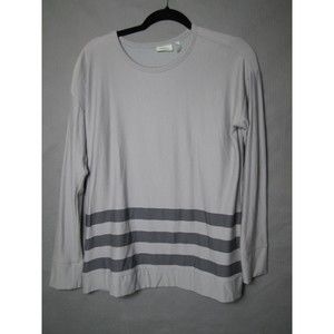Logo Lounge Shirt Womens small gray striped cozy flowy soft top
